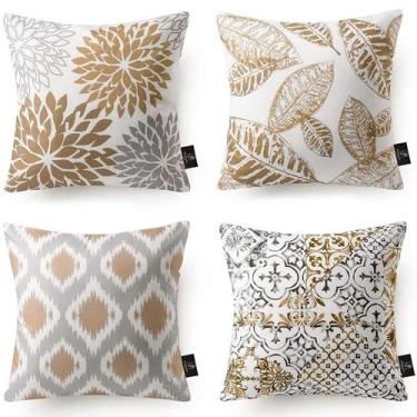 Imagem de Conjunto de capas de travesseiro abstrato geométrico floral x4 pele de