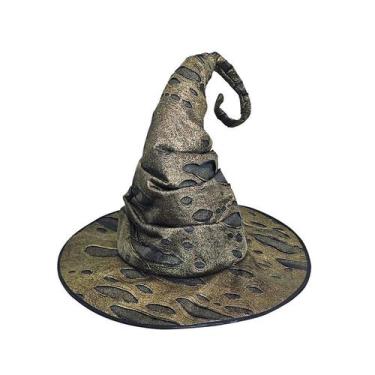 Imagem de Chapéu de bruxa dourado e poliéster preto para fantasia de Halloween -