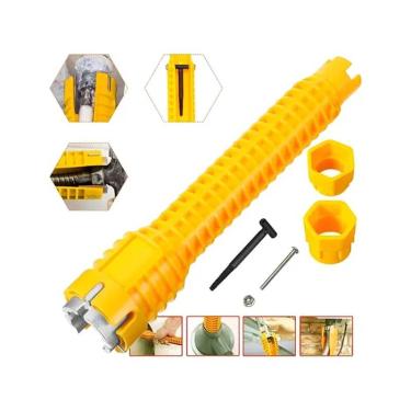 Imagem de Chave Hidráulica Amarela 5 Peças Multiuso Torneira Porcas