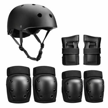 Imagem de Kit De Proteção Com Capacete Skate Patins Joelheira Cotovele-Unissex
