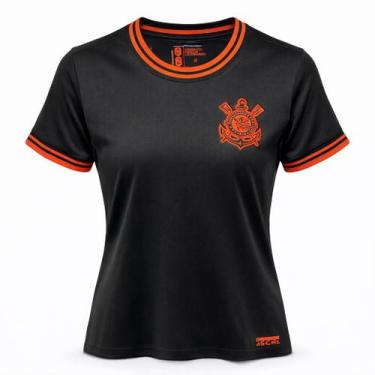 Imagem de Camisa Corinthians Feminina Preto Laranja Licenciada Oficial - Coimbra
