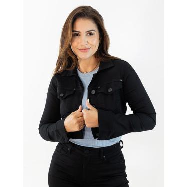 Imagem de Jaqueta Cropped Feminina Preta Sarja Black Cetim Anticorpus-Feminino