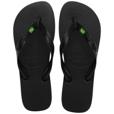 Imagem de Chinelo Havaianas Brasil Unissex Adulto Original, 43/44, Preto