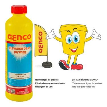 Imagem de Kit 3x pH Mais Liquido Genco 1 Litro Limpeza Piscina