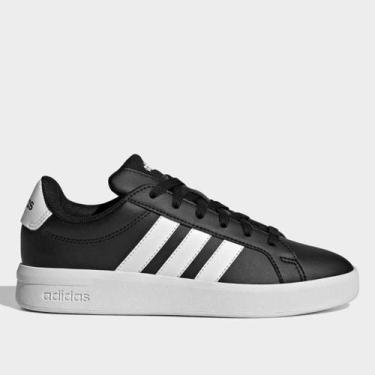 Imagem de Tênis Infantil Adidas Grand Court 3.0, Preto, Branco, 35