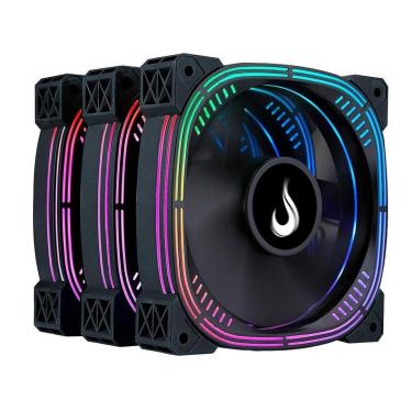 Imagem de Kit Com 3 Ventoinhas Rise Mode Aura Pro Black, ARGB, 120mm, Preto - RM-AUB-02-ARGB-Unissex