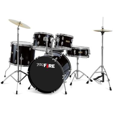 Imagem de Bateria Pro Fire Bumbo 20 - Azul Ferragem Cromada + Banqueta