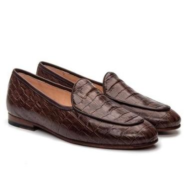 Imagem de Sapato Loafer Feminino em Couro Croco Clássico Conforto-Feminino
