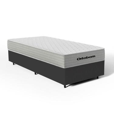 Imagem de Cama Box + Colchão de Molas Ensacadas Ortobom One Face Plenno Solteiro 88 cm