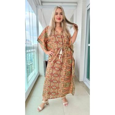 Imagem de Vestido Kaftan Indiano Longo Estampado Plus Size-cod. 22106 - Aleci Fa