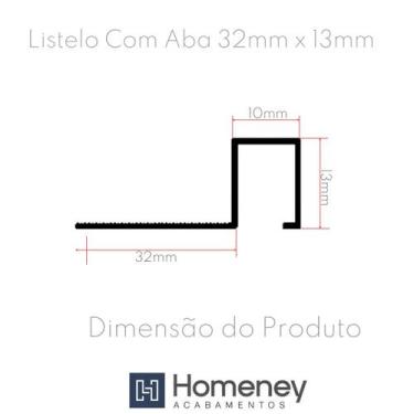 Imagem de Listelo Com Aba Mera em Alumínio 32mmx13mm - Homeney, Preto, 3m