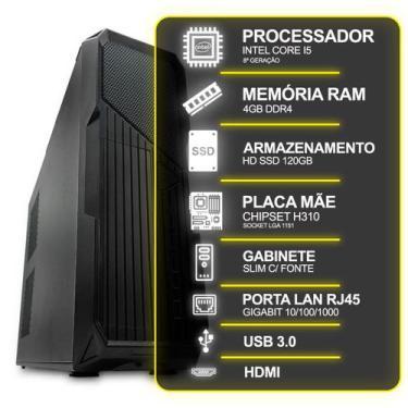 Imagem de Computador Desktop Slim, Intel Core I5 8ª Geração, 4GB RAM, HD SSD 120