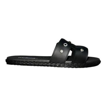 Imagem de Sandália Rasteira Slide Aplique Feminina Moleca 5452.256 Preto, Preto,