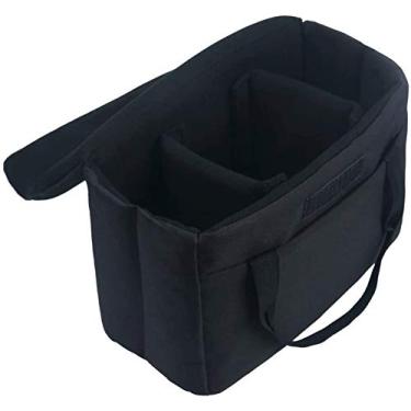 Imagem de BOMKEE Inserções de câmera, forro acolchoado para lente DSLR SLR, bolsa protetora, cubo de câmera, capa espaçosa, impermeável, bolsa dobrável para acessórios de lente de câmera, Sony, Canon, Nikon, Olympus (Preto)