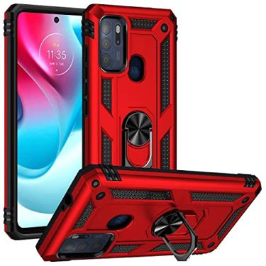 Imagem de Caso de capa de telefone de proteção Para Motorola Moto G60S Case Telefone celular com estojo de suporte de anel magnético, proteção à prova de choque pesada para Motorola Moto G60s (Color : Red)