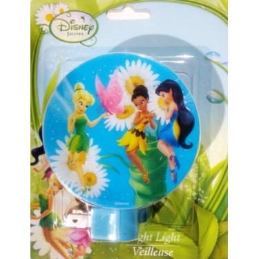 Imagem de 3 Disney Fairies with Pink Butterfly in front of Daisies with Blue Background