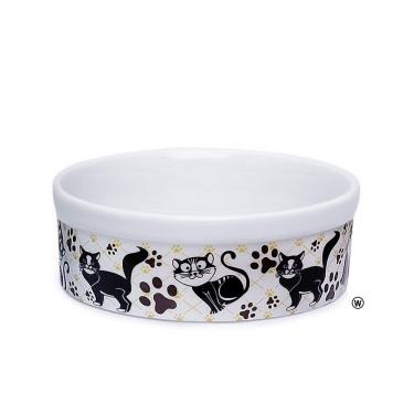 Imagem de Comedouro Bebedouro de Porcelana 600ml Patinhas Gato