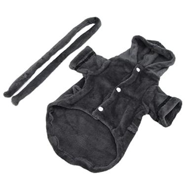 Imagem de 01 02 015 Roupão de banho absorvente para animais de estimação, design de botão de pelúcia para cães para filhotes (G)