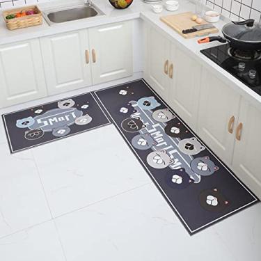 Imagem de Tapete de cozinha Tapetes de conforto 2 peças de couro à prova d'água à prova de óleo conjunto de tapetes antiderrapantes tapete acolchoado antifadiga 16x24 polegadas + 16x47 polegadas