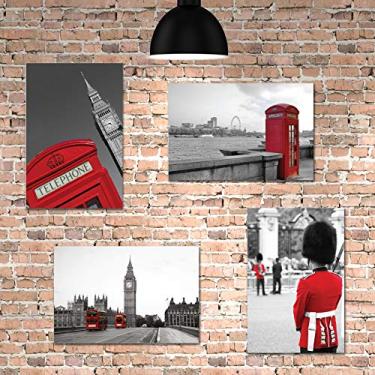 Imagem de Placa Decorativa Fotos de Londres Kit 4un MDF 20x30cm