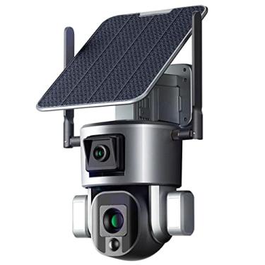 Imagem de Câmeras de segurança 4K Wi-Fi externo sem fio, câmera externa com zoom óptico de 4x com bateria sem fio, câmera PTZ 360°, detecção de movimento AI, conversação bidirecional, visão noturna colorida