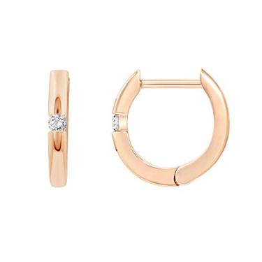 Imagem de PAVOI Brincos de argola femininos banhados a ouro 14K com zircônia cúbica - pinos de prata esterlina 925 pequenos brincos redondos para mulheres, 12mm, Ouro rosa, Zircônia cúbica