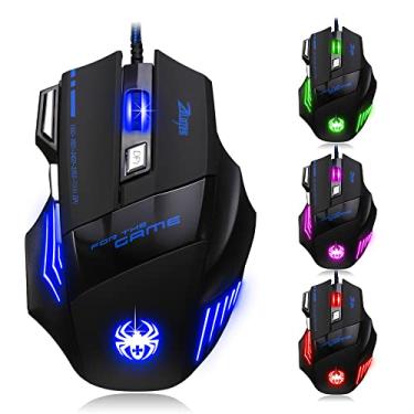 Imagem de zelotes Mouse Para Jogos,7200DPI,7 Botões,Mouse Ergonomico Com Fio, Mouse Óptico LED USB, Mouse para Computador para PC, Mac,Notebook