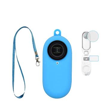 Imagem de VGSION Capa protetora para câmera + 2 peças de protetor de lente + 2 peças protetor de tela carregador de energia para Insta360 GO 2 (azul)