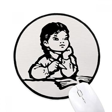 Imagem de Mesa de caneta para meninas desenho preto patriotismo mouse pad desktop escritório tapete redondo para computador