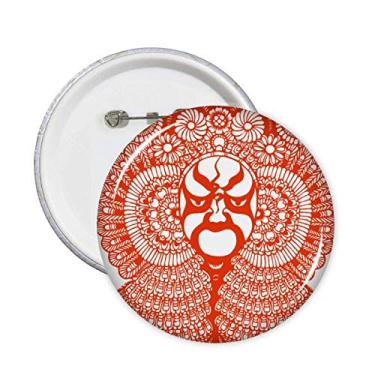 Imagem de Broche de cabeça de ópera chinesa com corte de papel vermelho, 5 peças