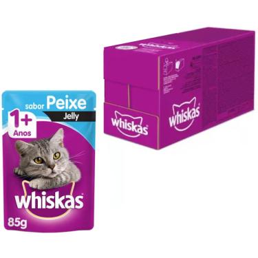 Imagem de Kit Ração Úmida Whiskas Sachê Peixe Jelly para Gatos Adultos - 20 Unidades