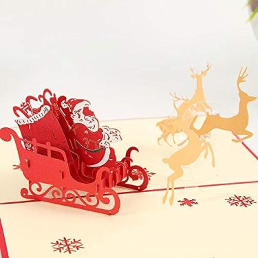 Imagem de Cartão de felicitações de Natal da PinPle, cartão de em 3D, papel criativo feito à mão para amigos e família, cartão de felicitações de Natal (1 peça)