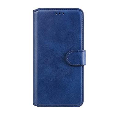 Imagem de YINGDAFENG Capa carteira para iPhone 14 Pro, capa flip magnética de couro PU com slot para cartão função de suporte proteção da câmera à prova de choque TPU capa interna, azul