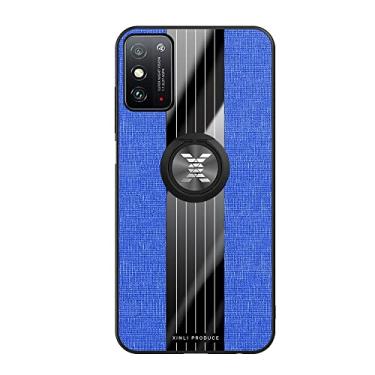 Imagem de Caso de capa de telefone de proteção Compatível com Huawei Honor X10 MAX Case, com Magnetic 360° Kickstand Case, Multifuncional Case Cloth Textue Shockproof TPU Protective Duty Duty Case (Color : Blu