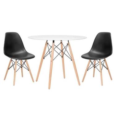 Imagem de Kit - Mesa Redonda Eames 90 Cm Branco + 2 Cadeiras Eiffel Dsw - Loft7