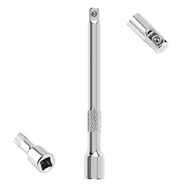 Imagem de OriGlam Extensão de chave de soquete de extensão de unidade de 1/4", extensor de catraca de 10 cm, aço cromado, extensão de soquete de acionamento de 1/4 polegada