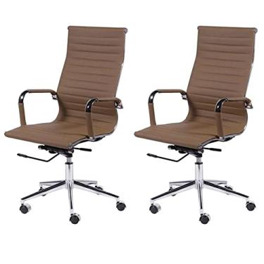 Imagem de Kit 2 Cadeiras para Escritório Presidente Esteirinha Alta 3301 Or Design Caramelo