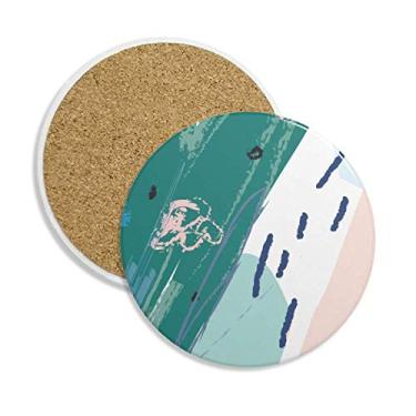 Imagem de Rivers Abstract Plants Art Pattern Porta-copos de cerâmica porta-copos porta-copos com pedra absorvente para bebidas, presente de 2 peças