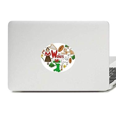 Imagem de Adesivo de vinil com emblema da bandeira nacional do Reino Unido com coração de Wales Love