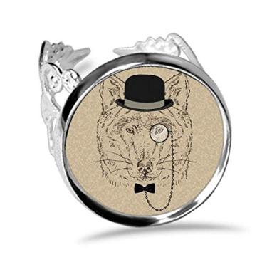Imagem de DIYthinker Estilo britânico delicado chapéu de lobo laço anel de vidro ajustável amor casamento noivado