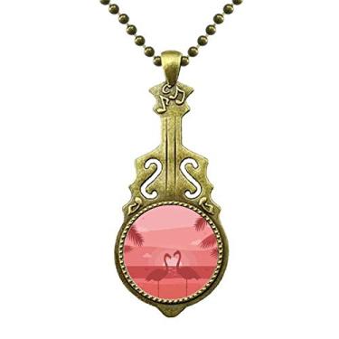 Imagem de DIYthinker Colar de flamingo casal vermelho crepúsculo art déco presente moda colar antigo joia música pingente