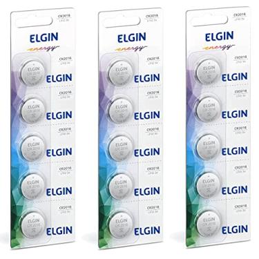 Imagem de 15 Baterias Pilhas Elgin CR2016 3 Cartelas C/ 5 Unidades