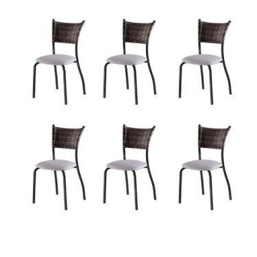 Imagem de Conjunto Com 6 Cadeiras Espanha V Cinza 89 Cm - Mais Decor