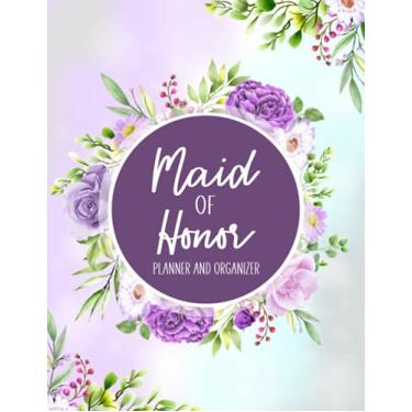 Imagem de Maid of Honor Planner and Organizer: Wedding Organizer - To Do List, Monthly Planner, Bridal Shower Planner and Guest List, Important Dates, Budget ... Planner and Record Book - Purple Cover Design