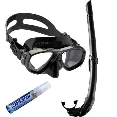 Imagem de Kit de Mergulho Máscara+Respirador Cressi Focus Black + Corsica Flex + Anti Fog Sea Gold-Unissex