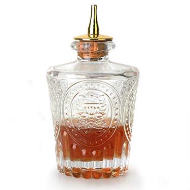 Imagem de LINALL Garrafa Bitters – Garrafa amarga Donatello para coquetéis, 130 ml, garrafa de vidro Dahs com topo banhado a ouro - DSBT0013 (113 ml)