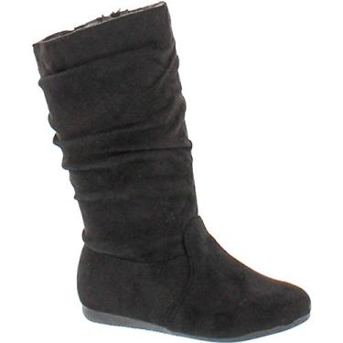 Imagem de Botas femininas de cano médio lisas com salto baixo da Link, Preto, 9 Toddler