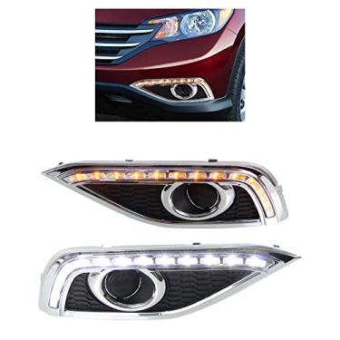 Imagem de ontto 1 par de luzes LED DRL para corrida diurna para Honda CR-V 2012 2013 para-choque dianteiro conjunto de luz de neblina seta