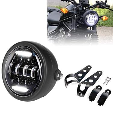 Imagem de Farol de LED de 14 cm aprovado pelo DOT com carcaça de farol suporte compatível com motocicleta Honda Shadow 750 Rebel 500 Café Racer Bober Cruiser