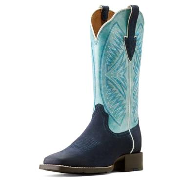 Imagem de ARIAT Botas de faroeste Round Up Ruidoso, Azul costeiro/meia-noite em Marfa Roughout, 9